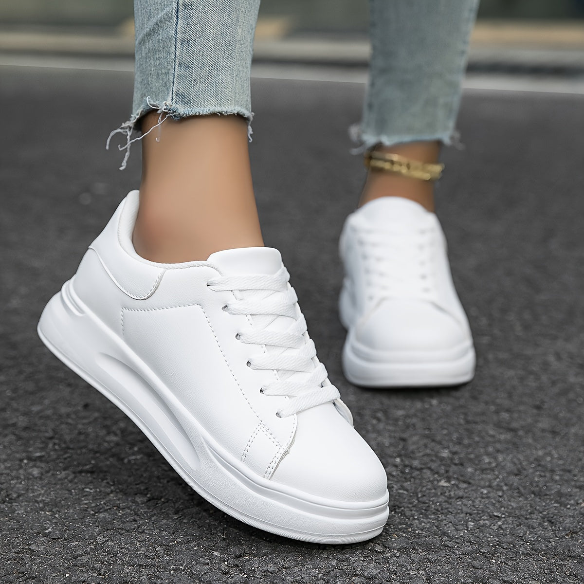Ortopediska vita syntetiskt tygsneakers för kvinnor