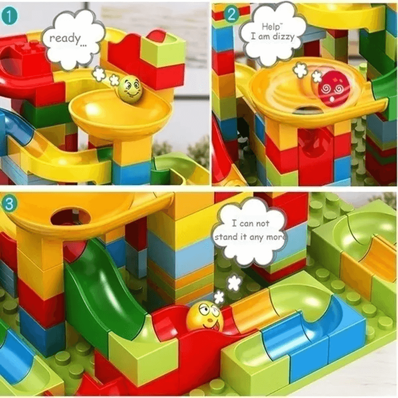 Marble Run Byggklossar – Kreativ Labyrint med Rutschkana och Kulbana för Barn – Pedagogisk Lek för Problemlösning och Fantasi-Byggsats Kulbana-BB-Hemnix