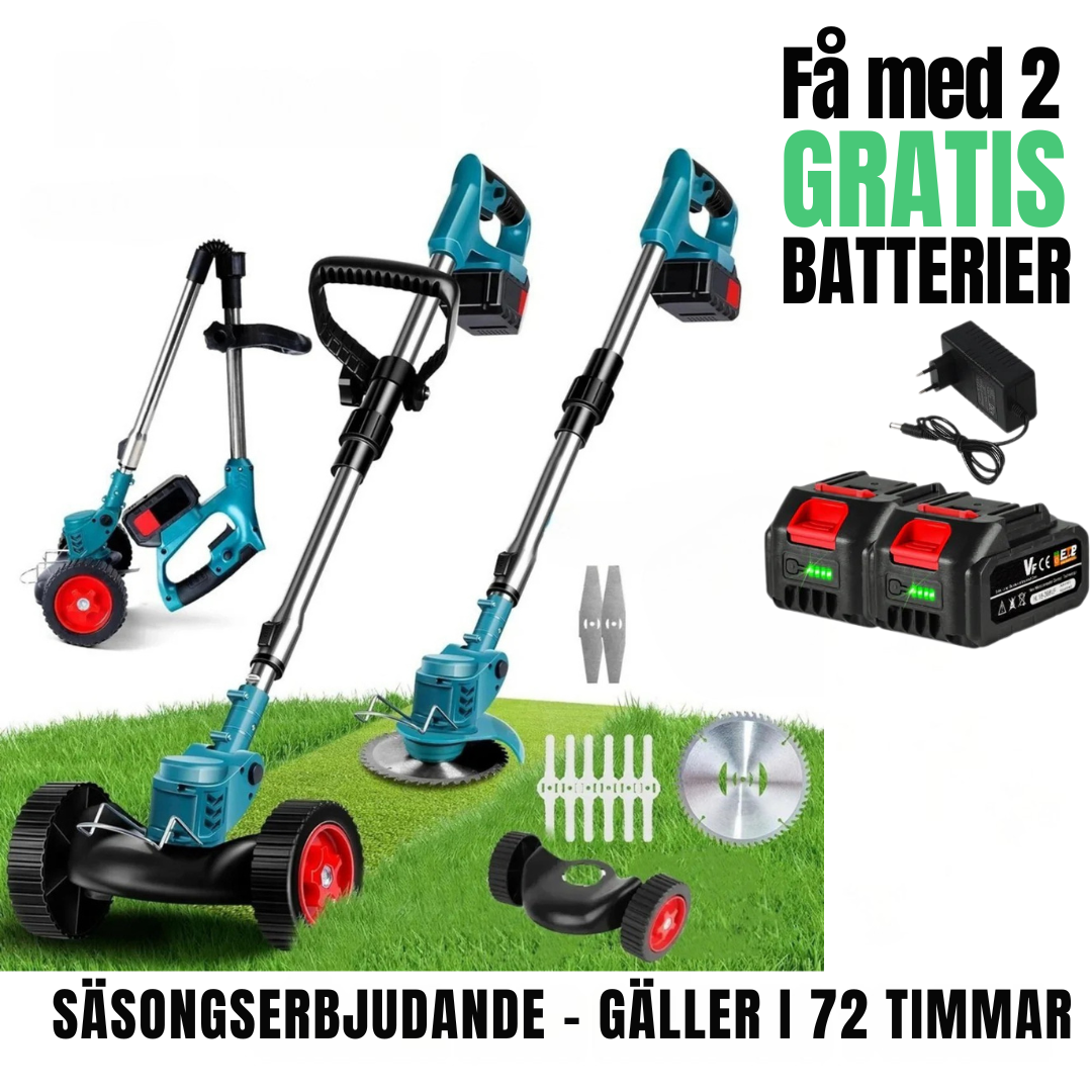 Trådlös & Hopfällbar Grästrimmer 36V – Justerbar Höjd, Hjul & 3 Bladtyper-trimmer-VaruZ-Hemnix