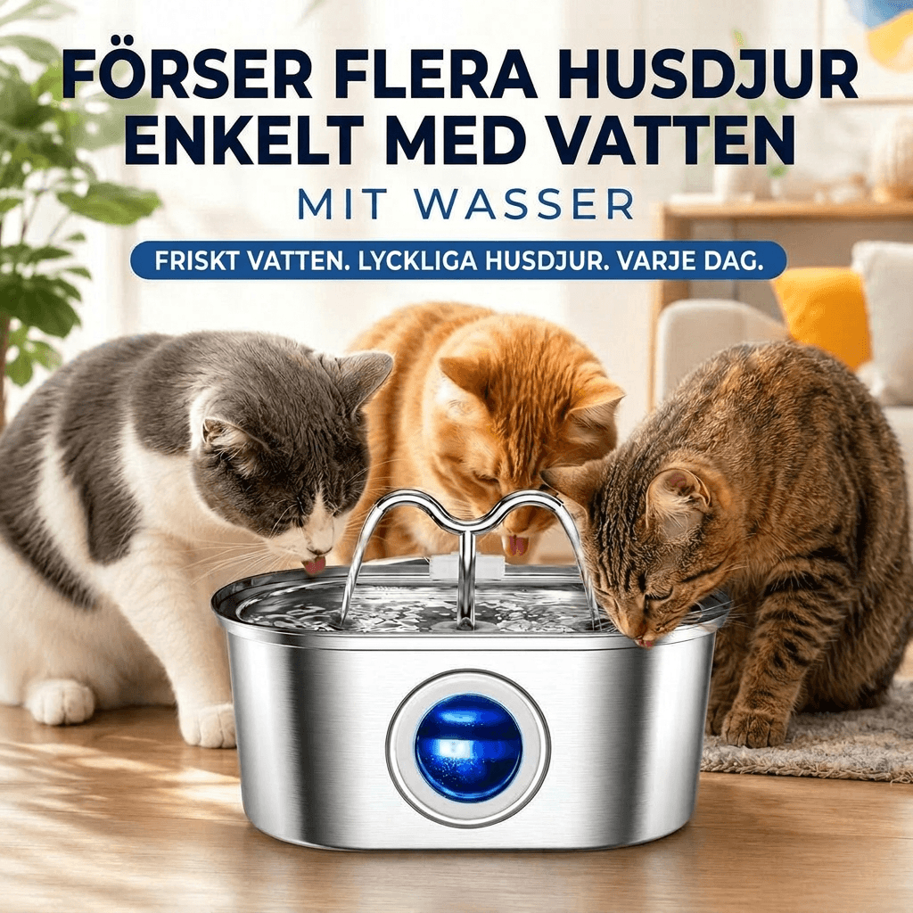 Vattenfontän för katt i rostfritt stål | Purrflöde