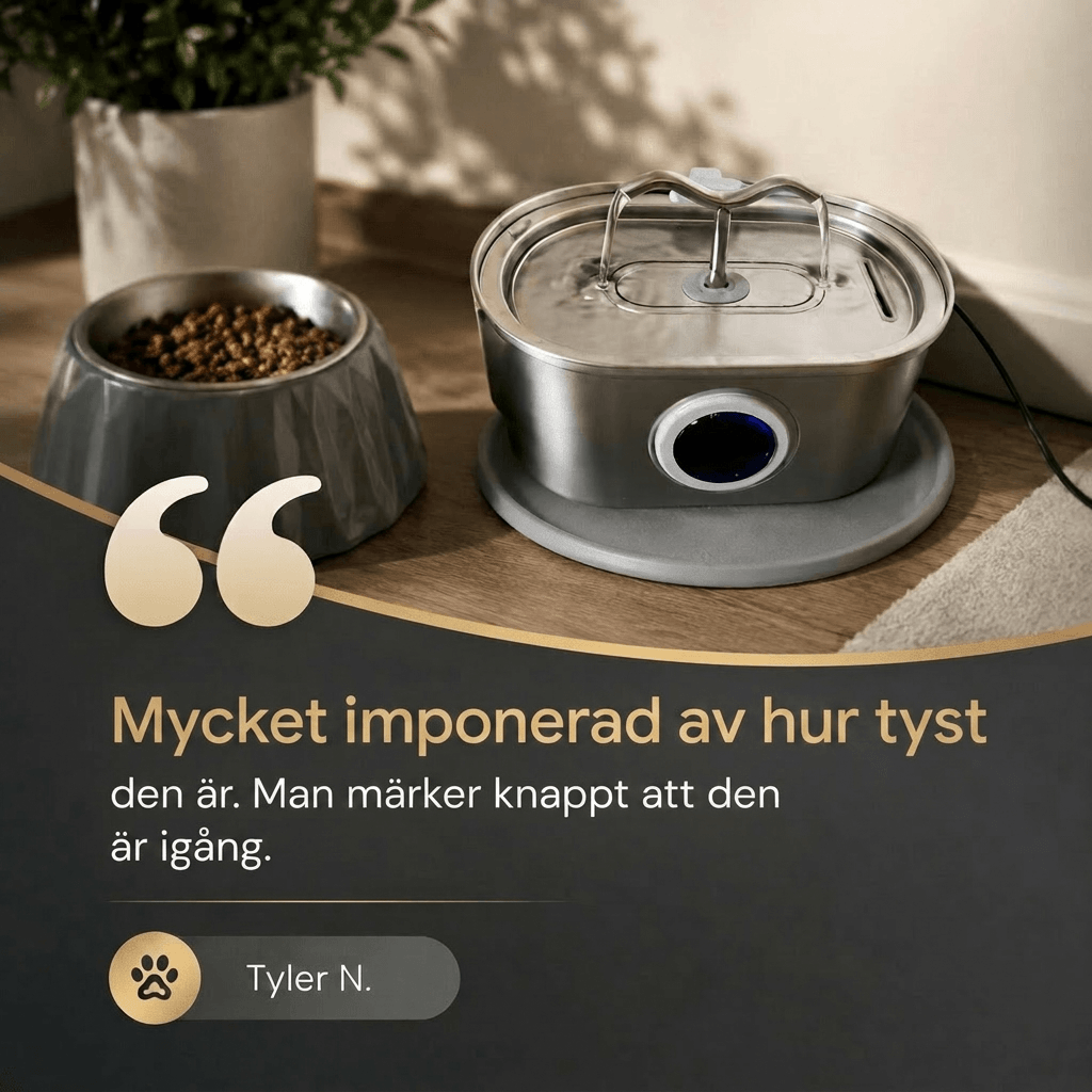 Vattenfontän för katt i rostfritt stål | Purrflöde