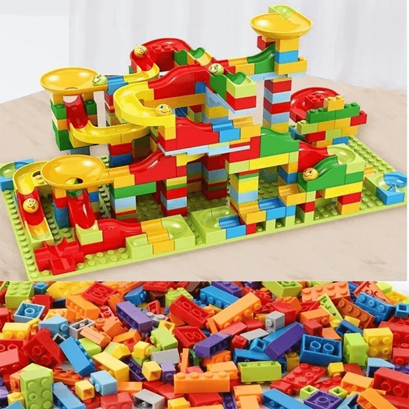 Marble Run Byggklossar – Kreativ Labyrint med Rutschkana och Kulbana för Barn – Pedagogisk Lek för Problemlösning och Fantasi-Byggsats Kulbana-BB-Hemnix