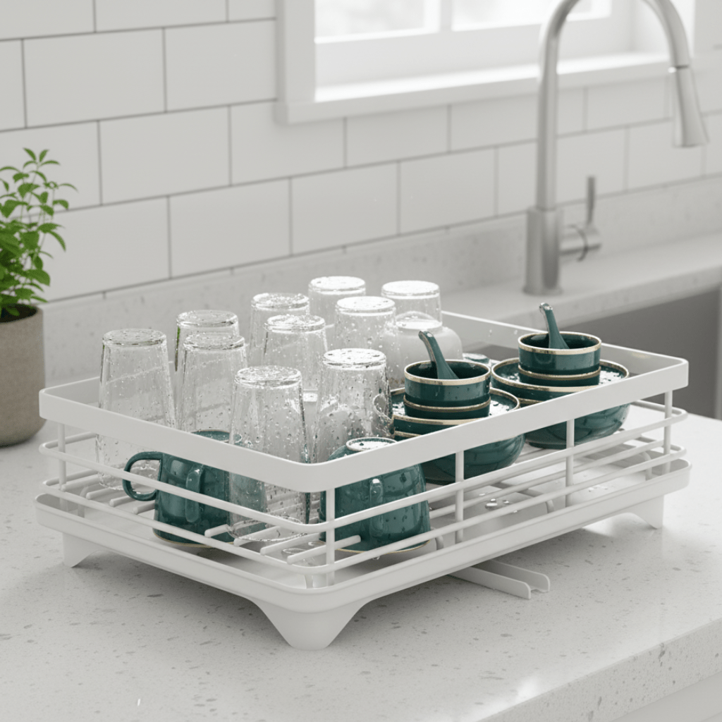 AeroFlow Stainless Steel Dish Drainer - Space-Saving Kitchen Organizer