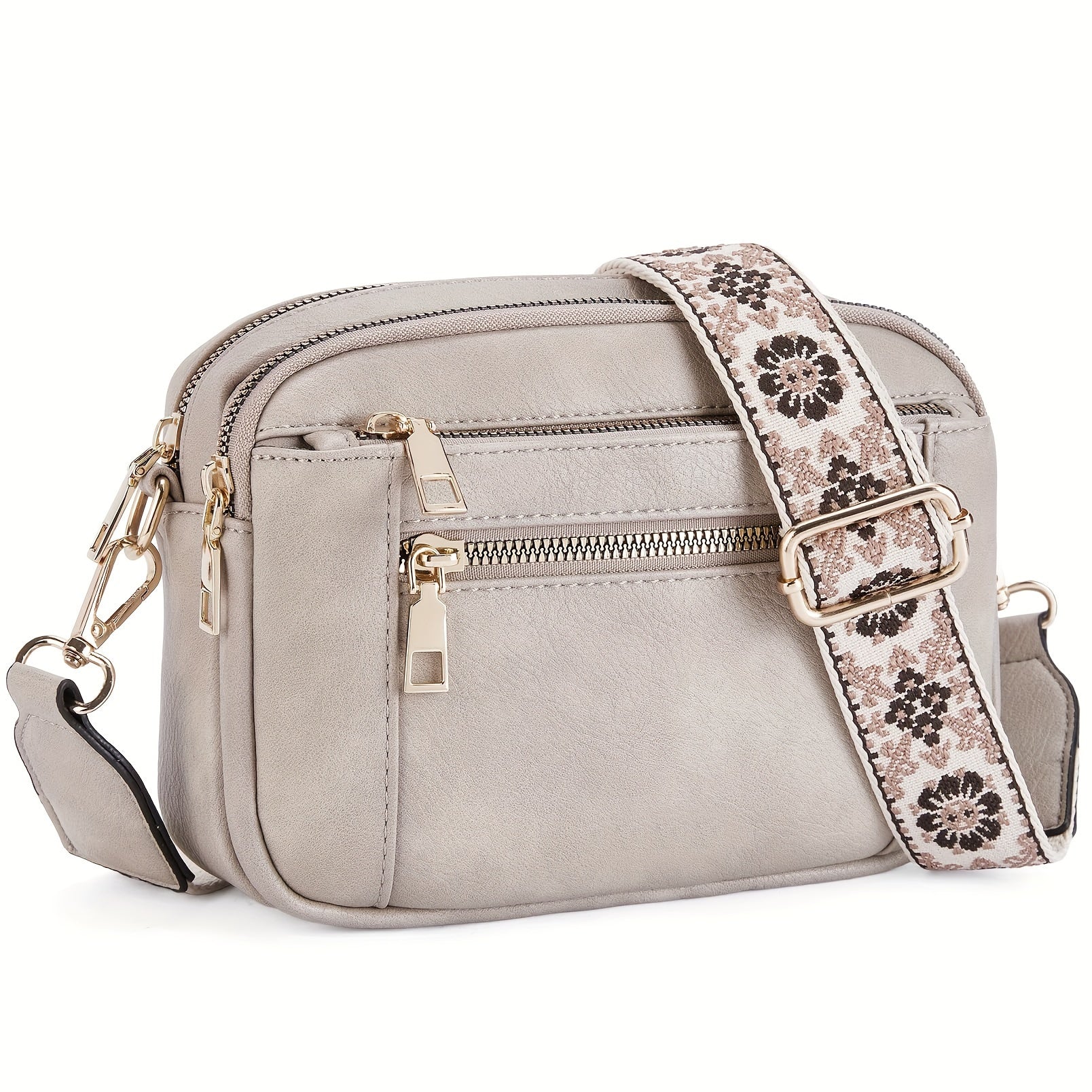 "Elegant boho crossbody-väska i PU-läder för damer, justerbar rem, djurvänlig med vintage och modern look."
