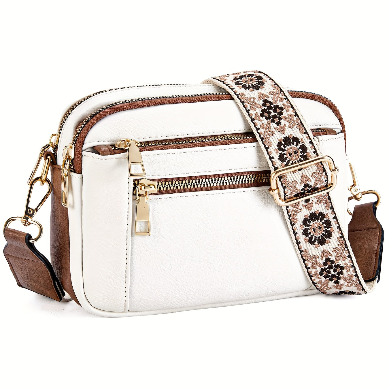 "Elegant boho crossbody-väska i PU-läder för damer, justerbar rem, djurvänlig med vintage och modern look."