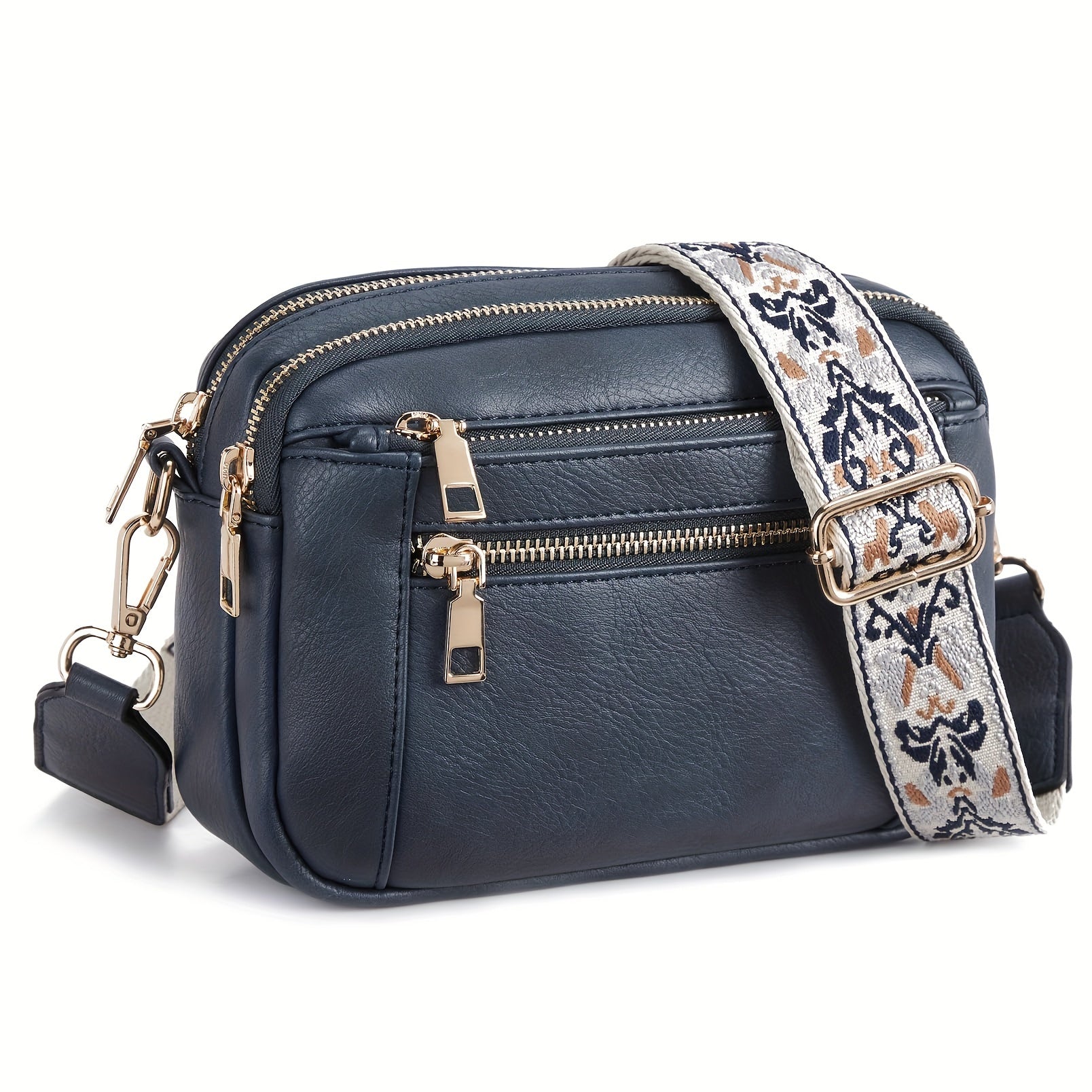"Elegant boho crossbody-väska i PU-läder för damer, justerbar rem, djurvänlig med vintage och modern look."