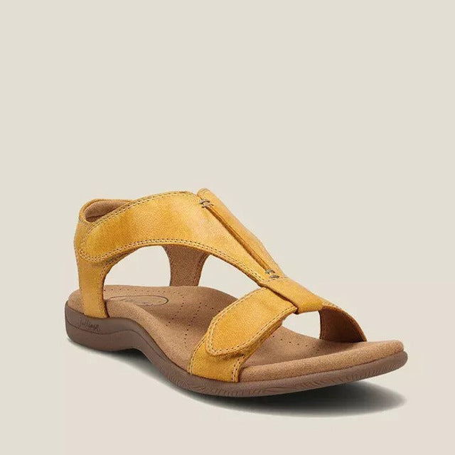"Kvinnors svarta ortopediska sandaler: vintage stil, syntetiska, antiskid, med justerbar rem och komfortsula."