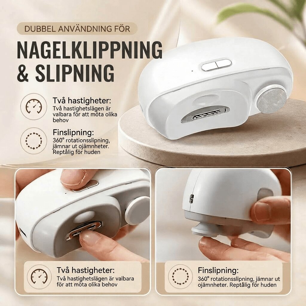 Nagelklippare | Elektrisk nageltrimmer med polering | Klippö