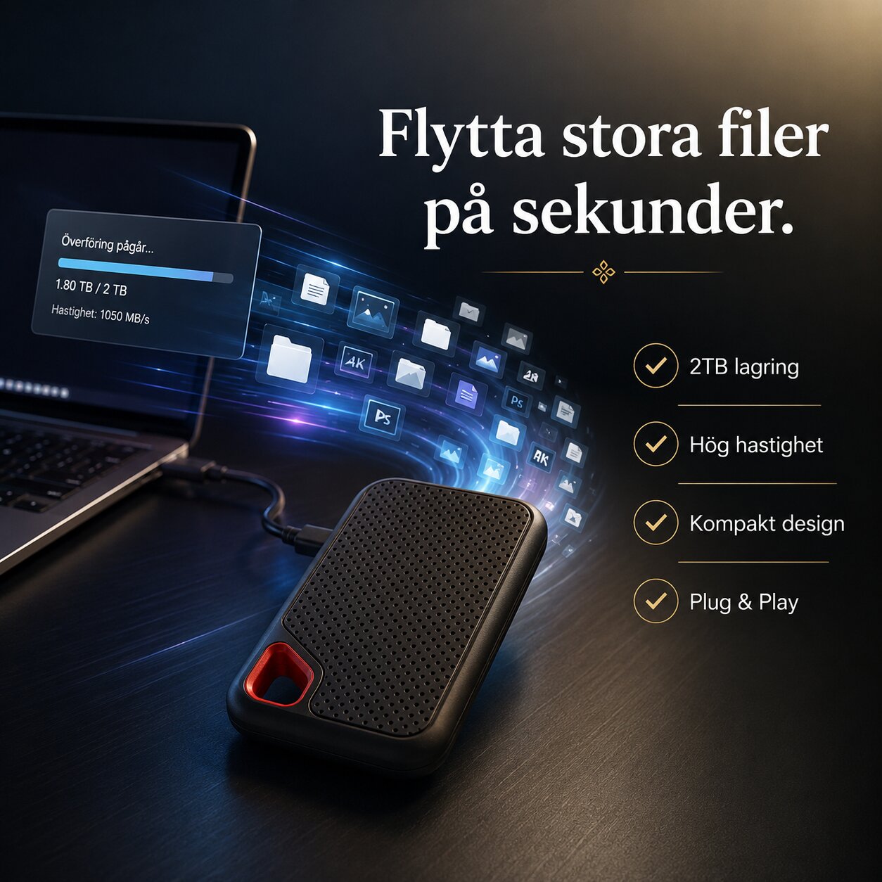 Extern hårddisk | SSD med 2TB lagringsutrymme | Storvik