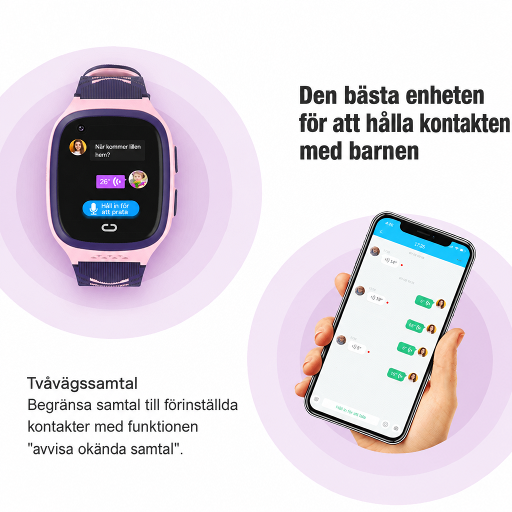 GPS-klocka barn 4G – vattentät smartklocka med SOS
