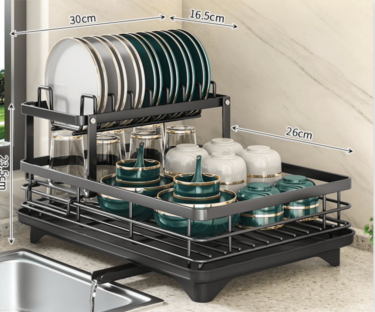 AeroFlow Stainless Steel Dish Drainer - Space-Saving Kitchen Organizer