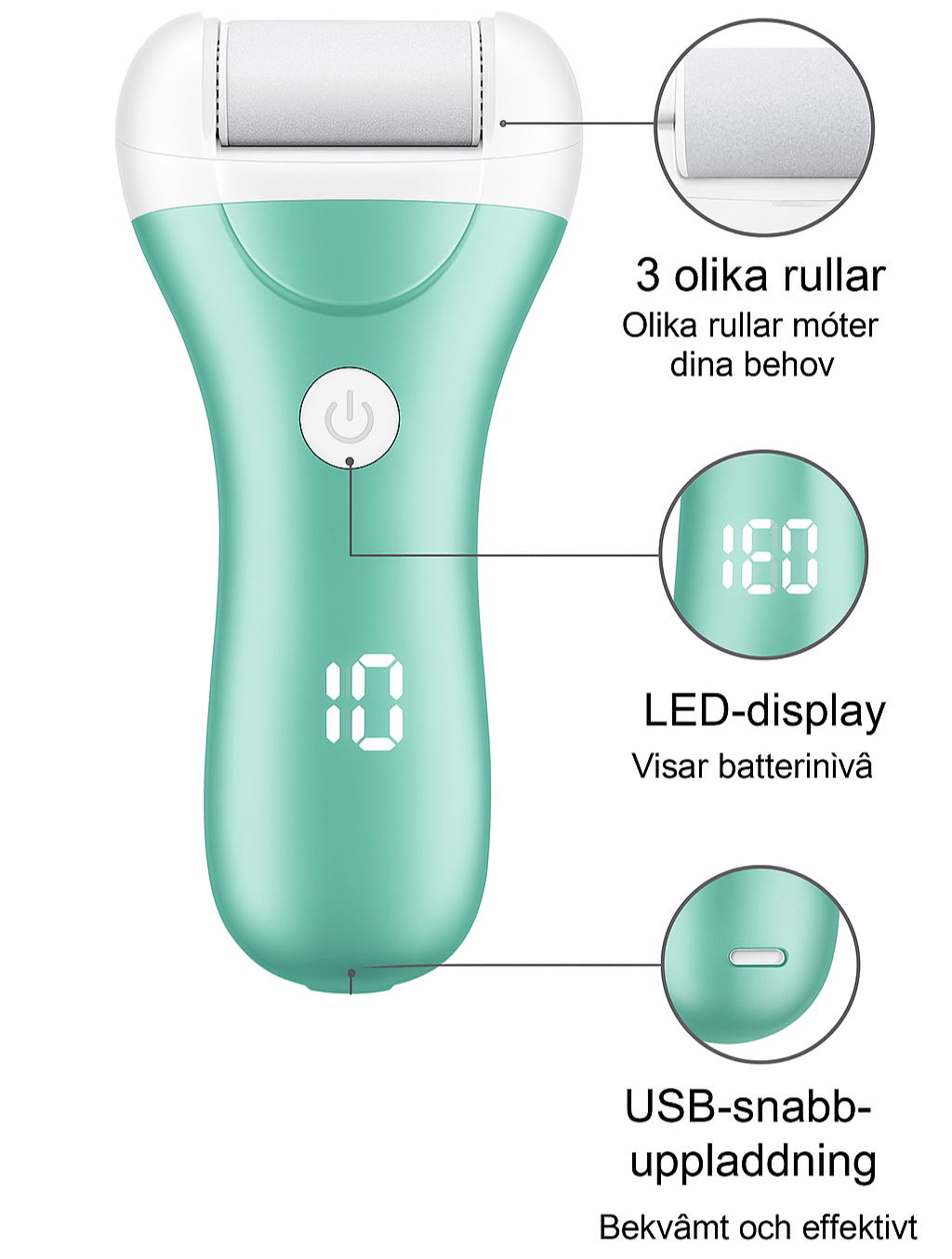 Fothudborttagare elektrisk (med 3 sliphuvuden)