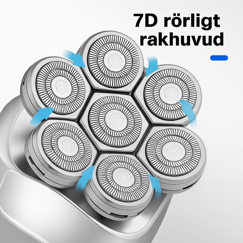 Kroppsbutiken Hårtrimmer Elektriska Huvudrakapparat - 7-i-1 Elektrisk huvudrakapparat 7D