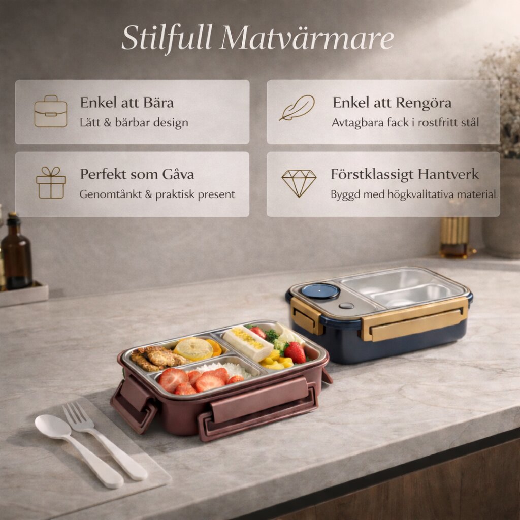 Matlåda i rostfritt stål | Isolerad bentolåda | Läckagesäker lunchlåda | Stålmat