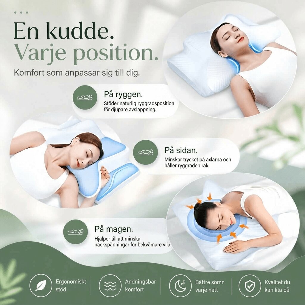Nackkudde | Ergonomisk kudde i memory foam | Nackstöd