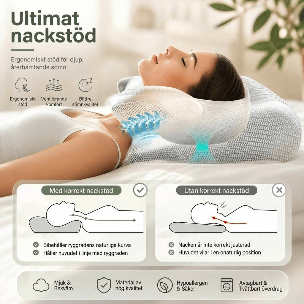 Nackkudde | Ergonomisk kudde i memory foam | Nackstöd