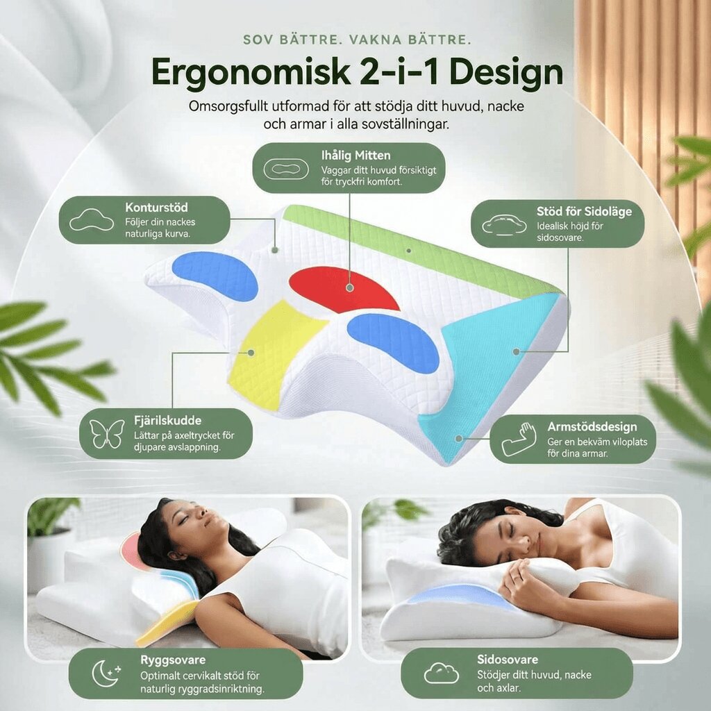 Nackkudde | Ergonomisk kudde i memory foam | Nackstöd