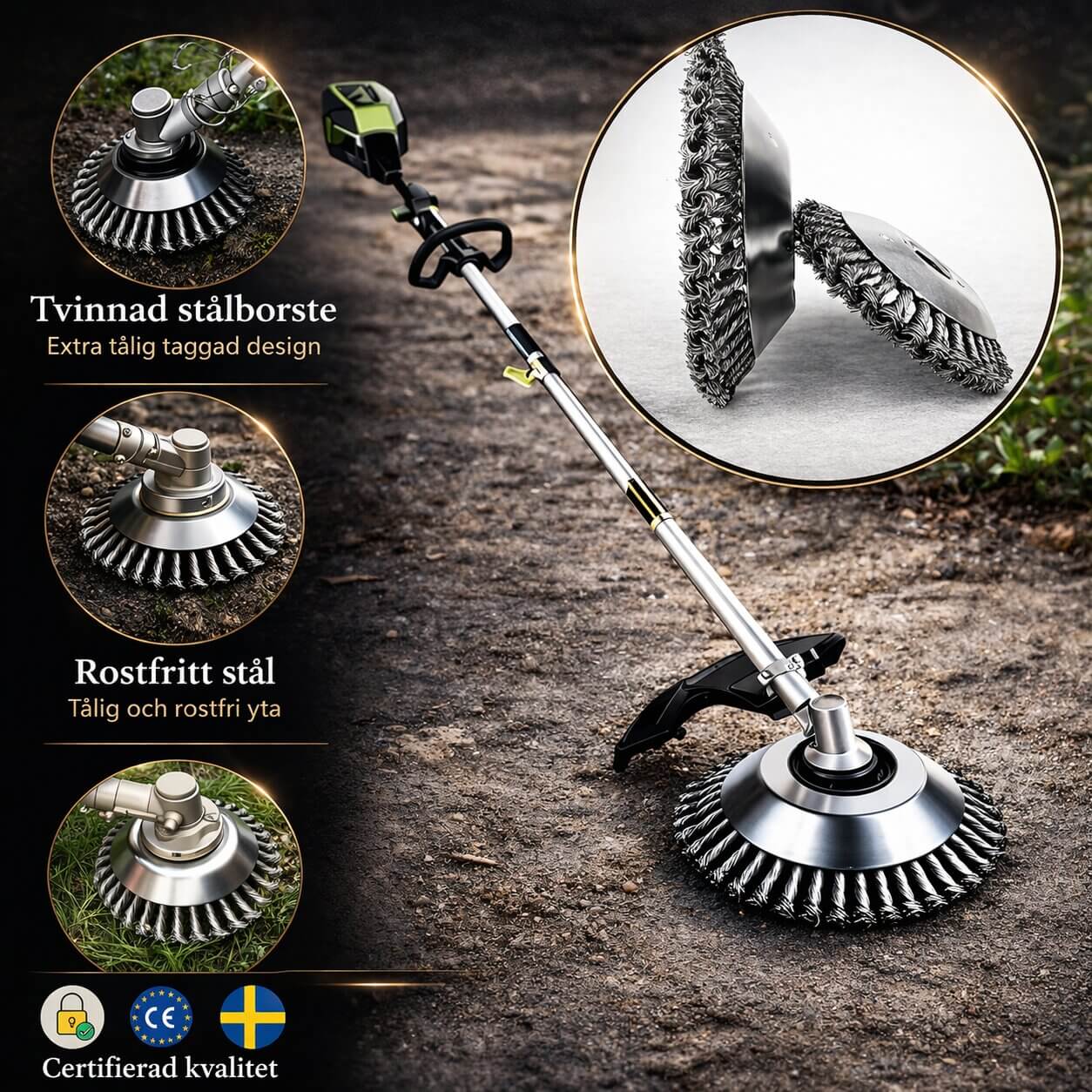 Ogräsrensare och ogräsborste för trimmer | Stålborste trimmerhuvud | Rotbor
