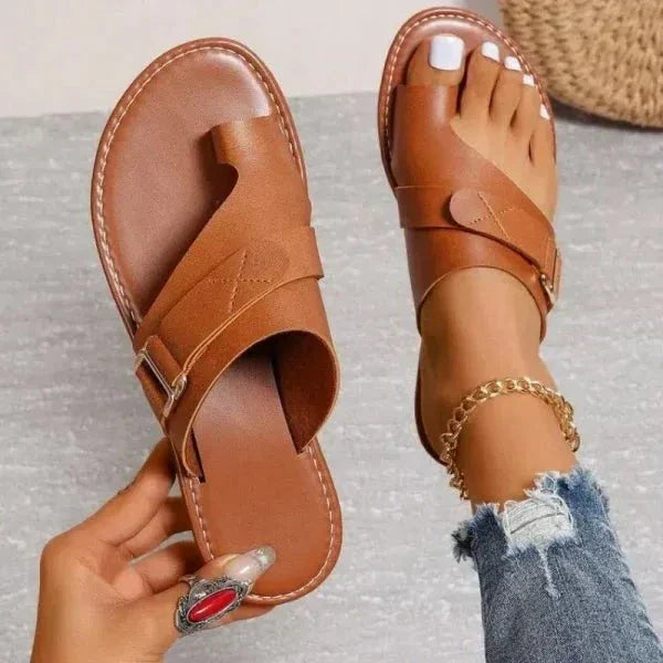 Ortopediska damlädersandaler med hallux valgus-korrigering – Livia