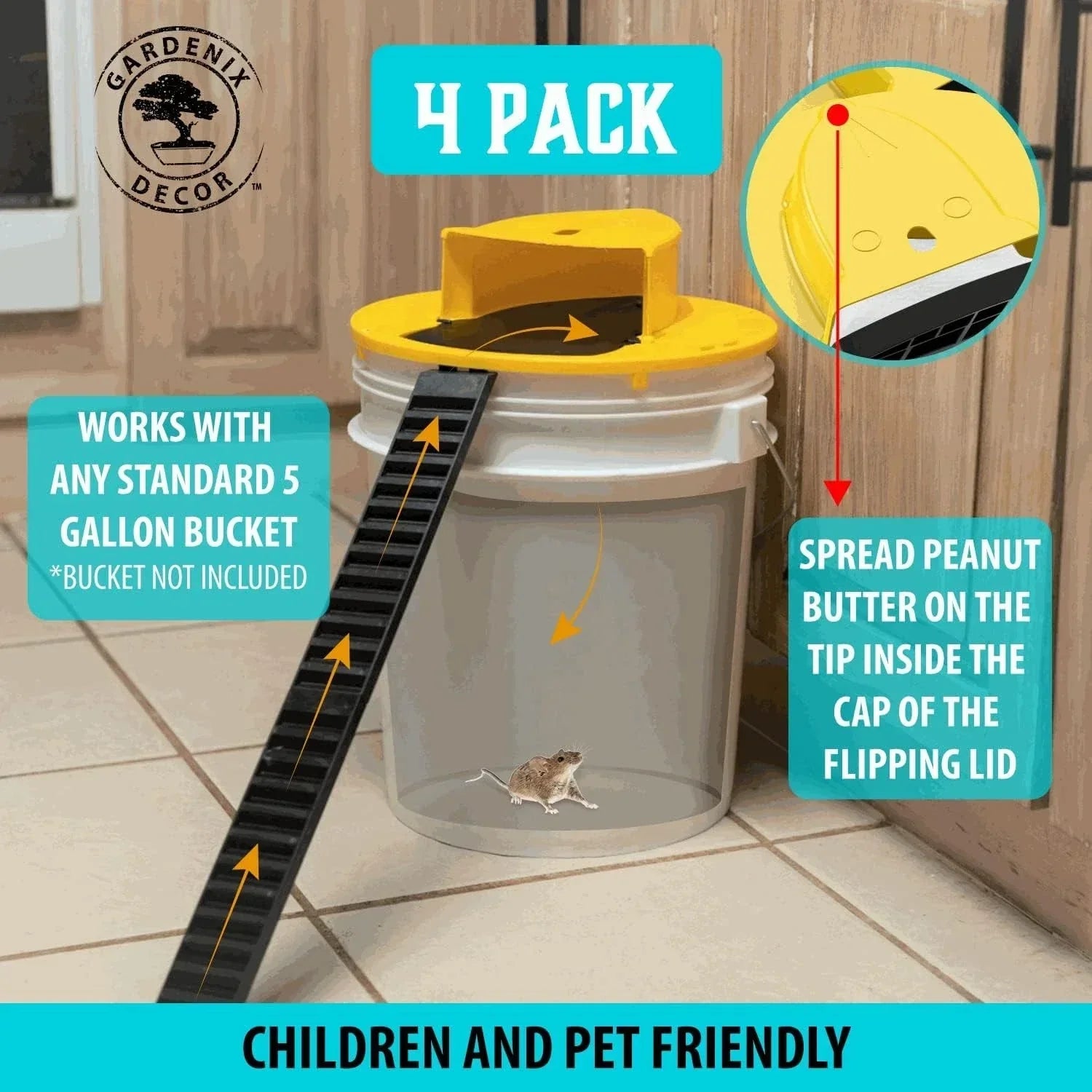 4-Pack Bucket Lock Musfälla Carvallo