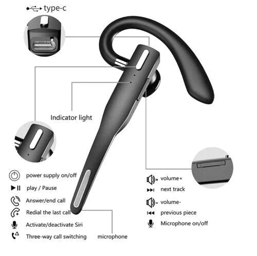 Trucker Dual Mic Trådlös Bluetooth 5.1 Brusreducerande Hörlurar