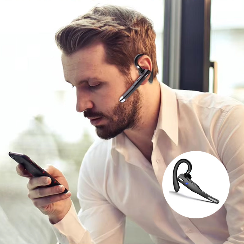 "Svarta trådlösa Bluetooth-hörlurar med brusreducering och HiFi-ljud mot vit bakgrund"