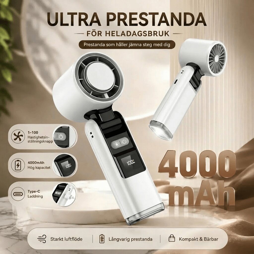 Uppladdningsbar handfläkt | Svalturbo