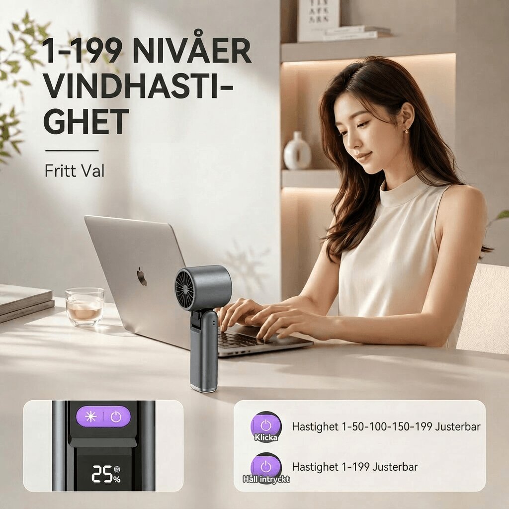 Uppladdningsbar handfläkt | Svalturbo